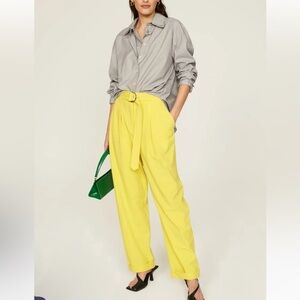 New NWT Tanya Taylor Tyler Pant In Yellow Daffodil Sz 4
